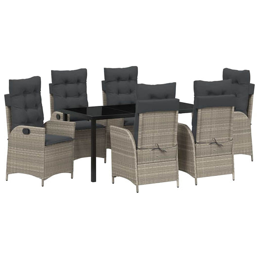 Garten Essgruppe 7 pcs Hellgrau Poly-Rattan