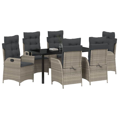 Garten Essgruppe 7 pcs Hellgrau Poly-Rattan