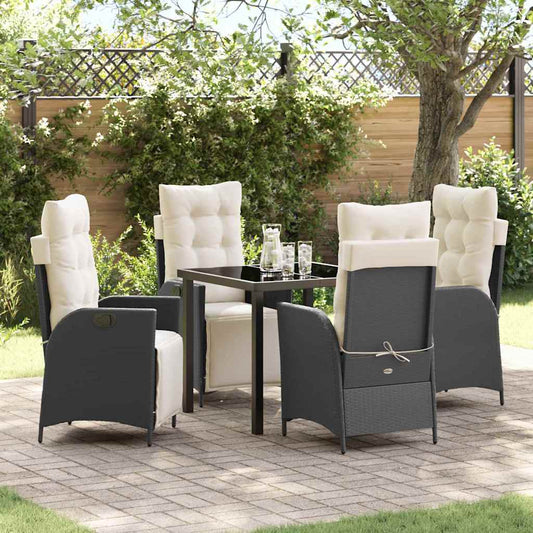 Garten Essgruppe 5 pcs Schwarz Poly Rattan