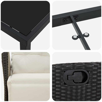 Garten Essgruppe 5 pcs Schwarz Poly Rattan