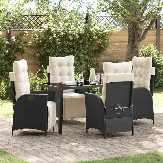 Garten Essgruppe 5 pcs Schwarz Poly Rattan