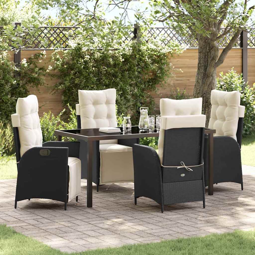 Garten Essgruppe 5 pcs Schwarz Poly Rattan