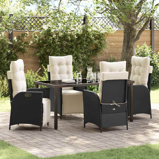 Garten Essgruppe 5 pcs Schwarz Poly Rattan