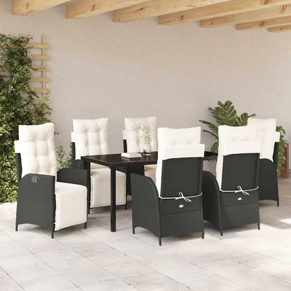 Garten Essgruppe 7 pcs Schwarz Poly Rattan