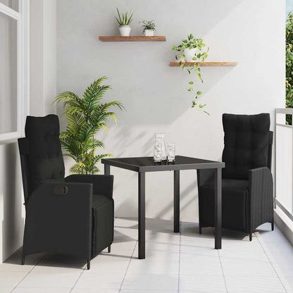 Garten Essgruppe 3 pcs Schwarz Poly Rattan