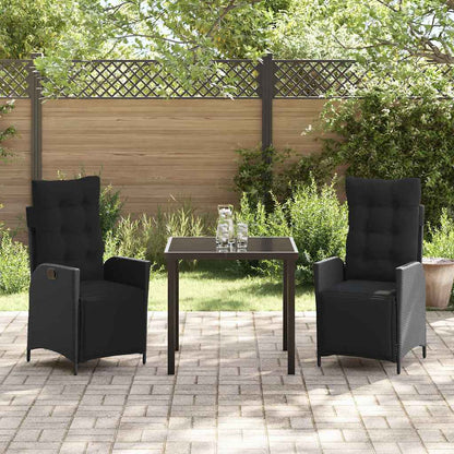 Garten Essgruppe 3 pcs Schwarz Poly Rattan