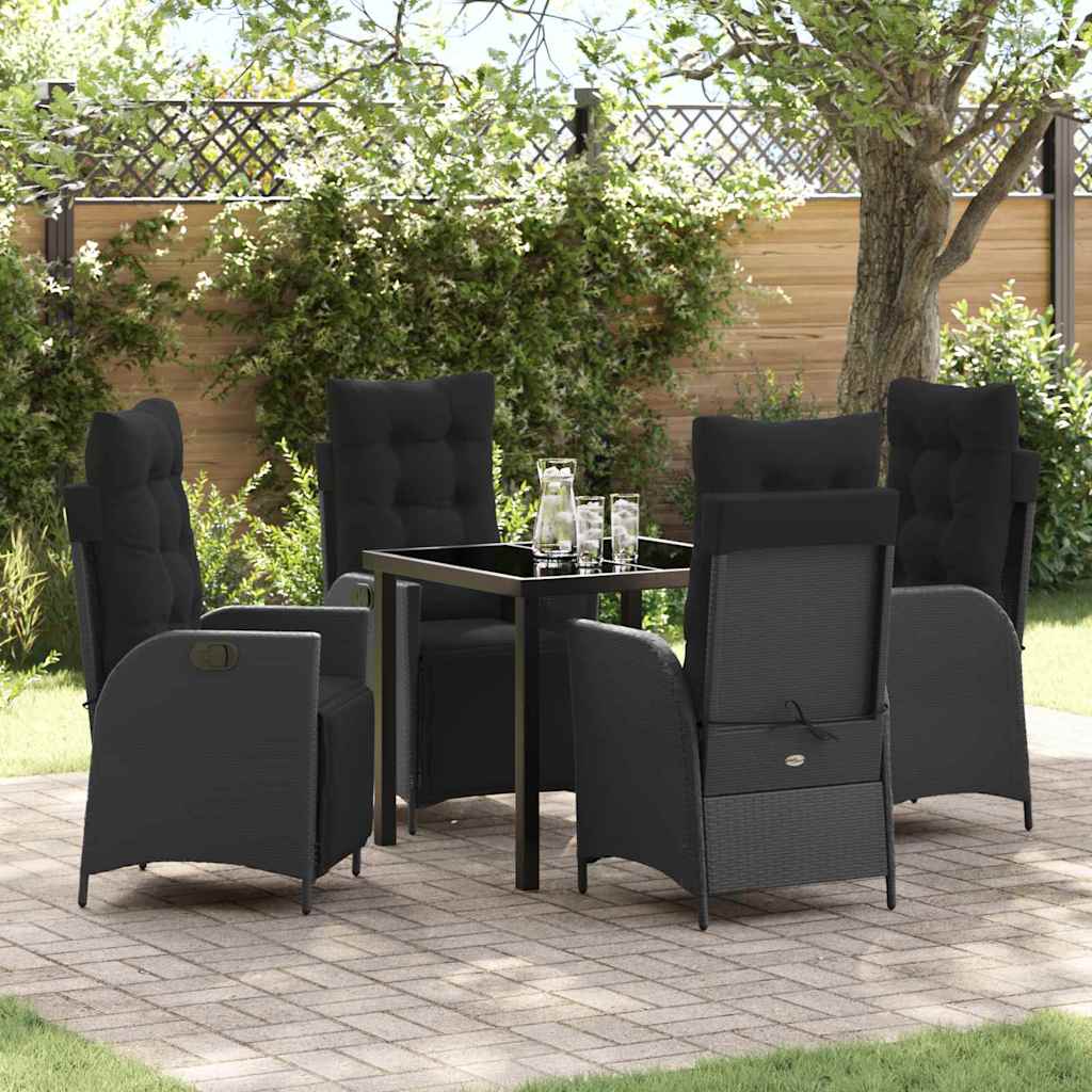 Garten Essgruppe 5 pcs Schwarz Poly Rattan
