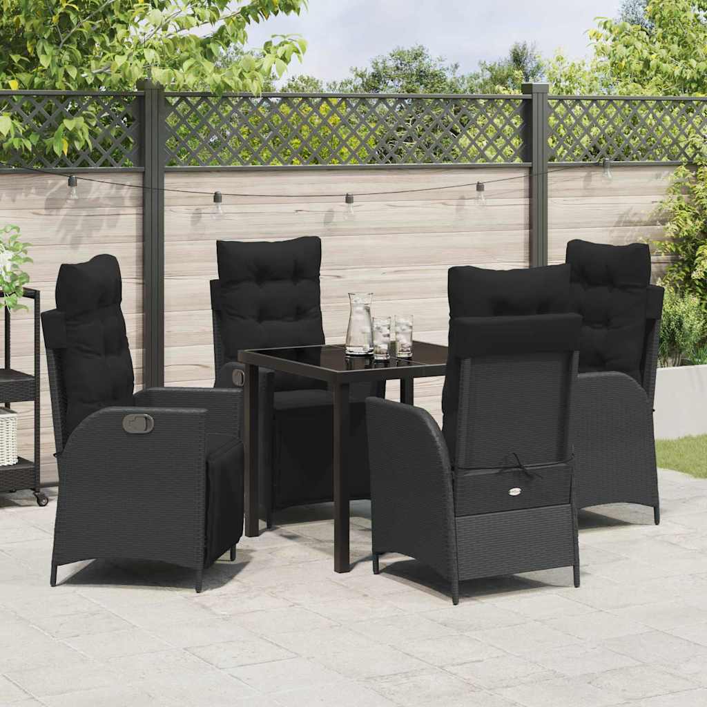 Garten Essgruppe 5 pcs Schwarz Poly Rattan