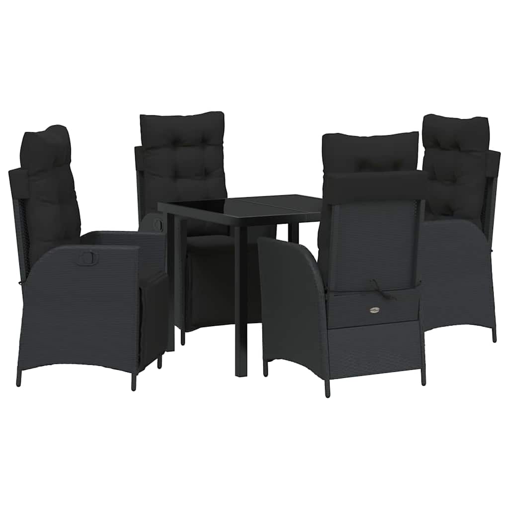 Garten Essgruppe 5 pcs Schwarz Poly Rattan