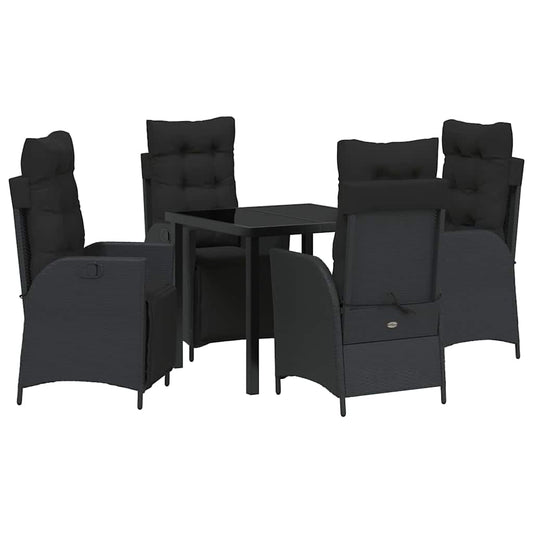 Garten Essgruppe 5 pcs Schwarz Poly Rattan