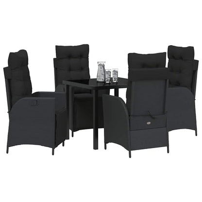 Garten Essgruppe 5 pcs Schwarz Poly Rattan