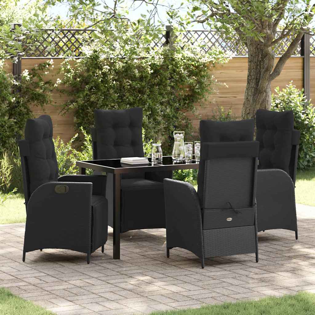 Garten Essgruppe 5 pcs Schwarz Poly Rattan