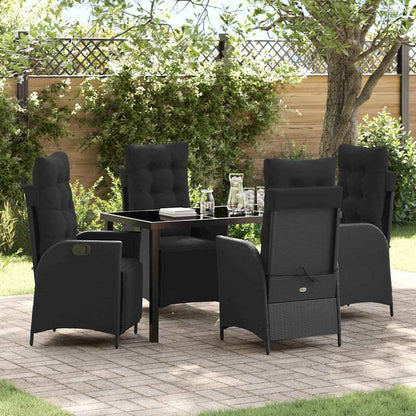 Garten Essgruppe 5 pcs Schwarz Poly Rattan