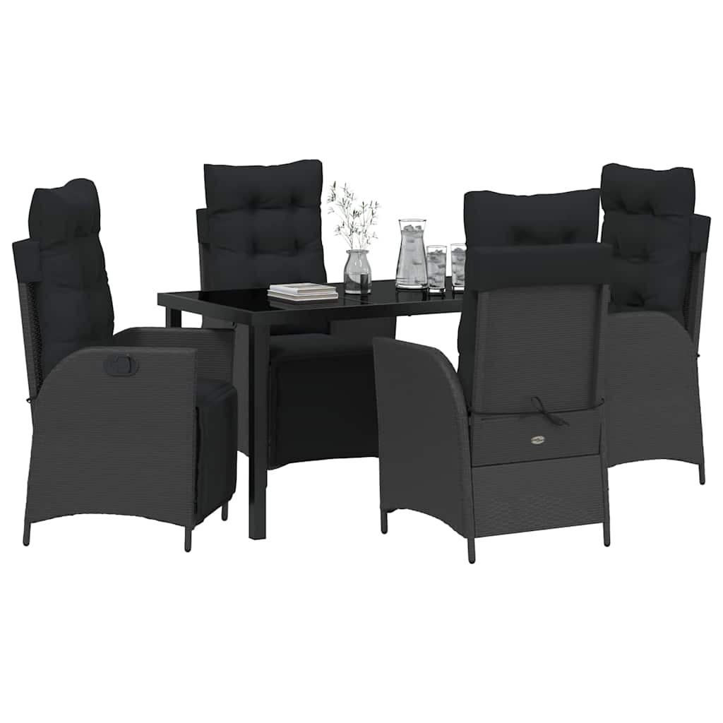Garten Essgruppe 5 pcs Schwarz Poly Rattan