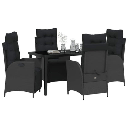 Garten Essgruppe 5 pcs Schwarz Poly Rattan