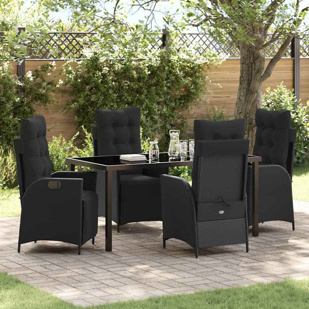 Garten Essgruppe 5 pcs Schwarz Poly Rattan