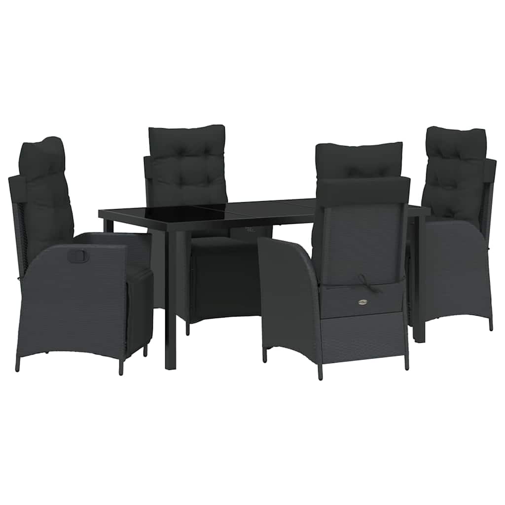 Garten Essgruppe 5 pcs Schwarz Poly Rattan