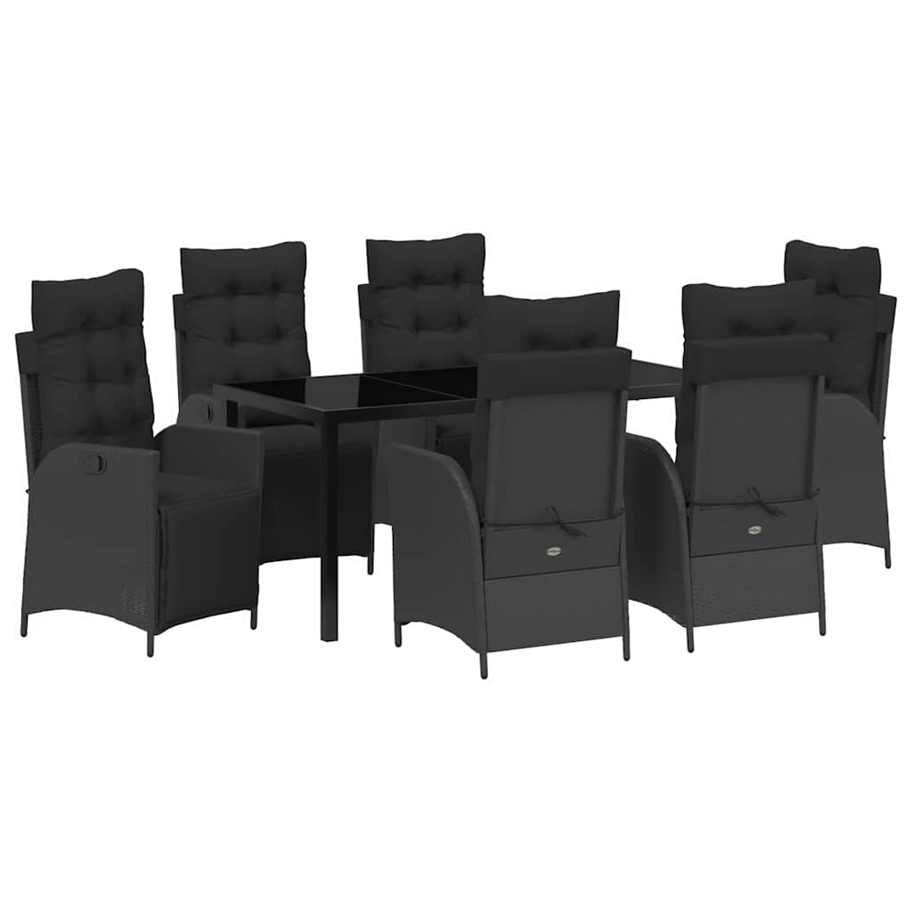 Garten Essgruppe 7 pcs Schwarz Poly Rattan
