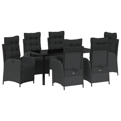 Garten Essgruppe 7 pcs Schwarz Poly Rattan
