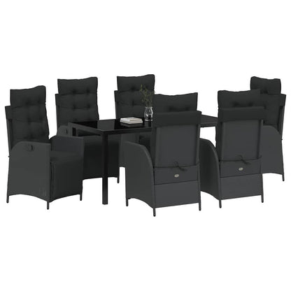 Garten Essgruppe 7 pcs Schwarz Poly Rattan