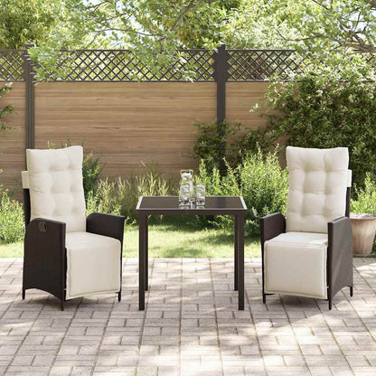 Garten Essgruppe 3 pcs Braun Poly Rattan