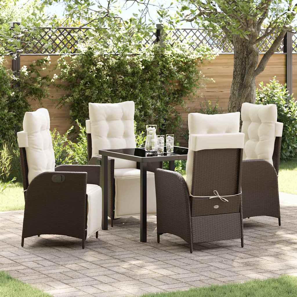 Garten Essgruppe 5 pcs Braun Poly Rattan
