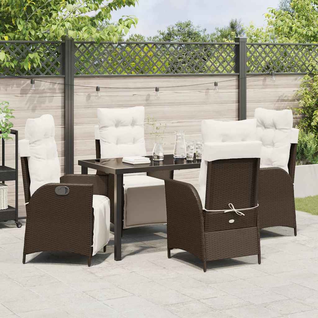 Garten Essgruppe 5 pcs Braun Poly Rattan