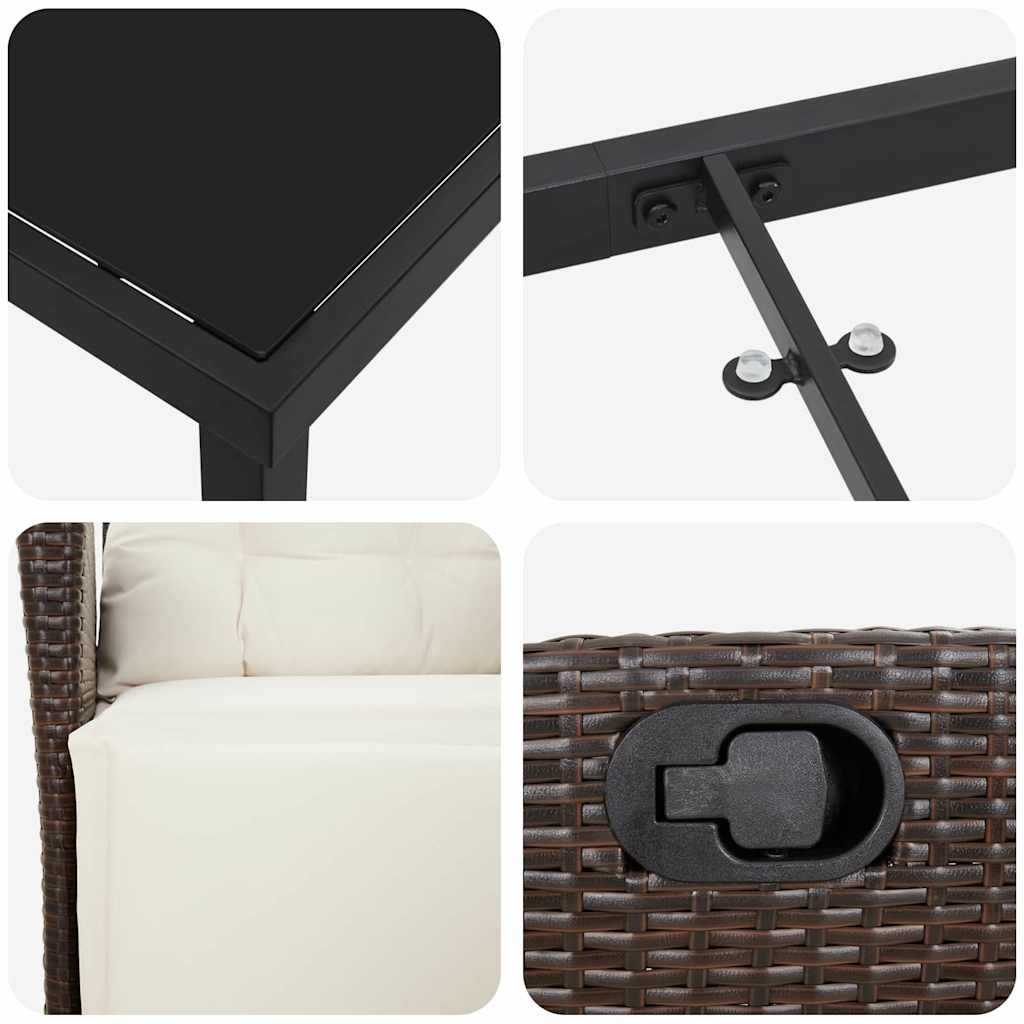 Garten Essgruppe 5 pcs Braun Poly Rattan