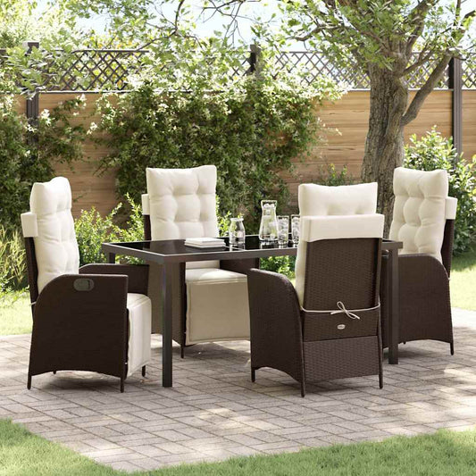 Garten Essgruppe 5 pcs Braun Poly Rattan