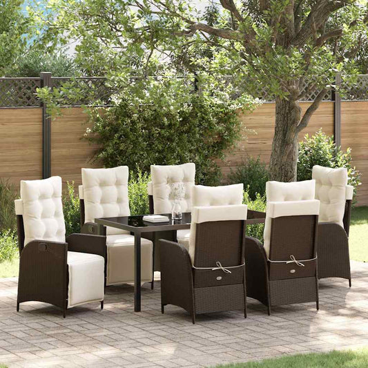 Garten Essgruppe 7 pcs Braun Poly Rattan