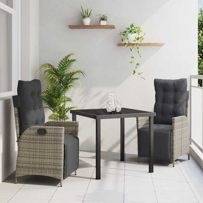 Garten Essgruppe 3 pcs Grau Poly Rattan