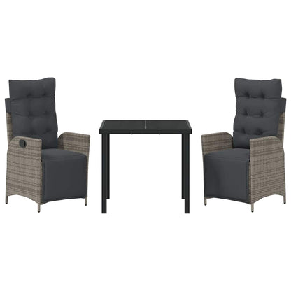 Garten Essgruppe 3 pcs Grau Poly Rattan