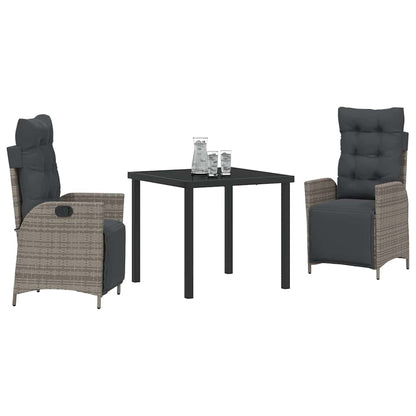 Garten Essgruppe 3 pcs Grau Poly Rattan