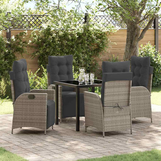 Garten Essgruppe 5 pcs Grau Poly Rattan
