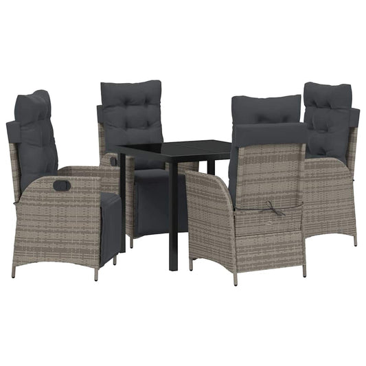 Garten Essgruppe 5 pcs Grau Poly Rattan