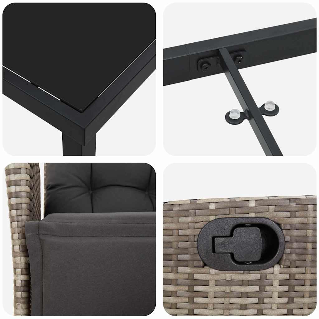 Garten Essgruppe 5 pcs Grau Poly Rattan