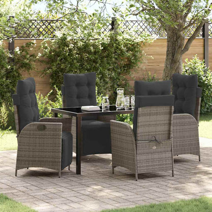 Garten Essgruppe 5 pcs Grau Poly Rattan