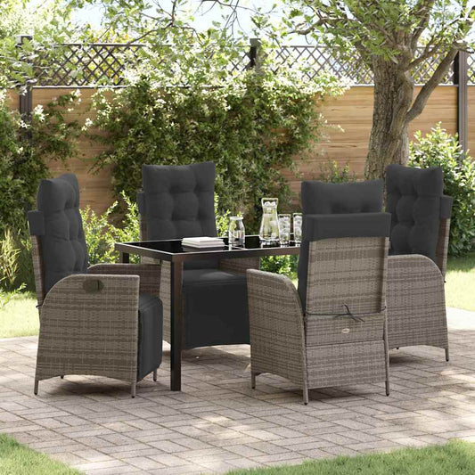 Garten Essgruppe 5 pcs Grau Poly Rattan