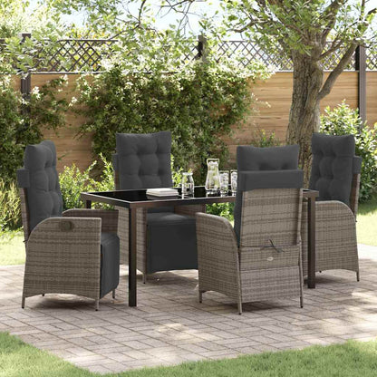 Garten Essgruppe 5 pcs Grau Poly Rattan