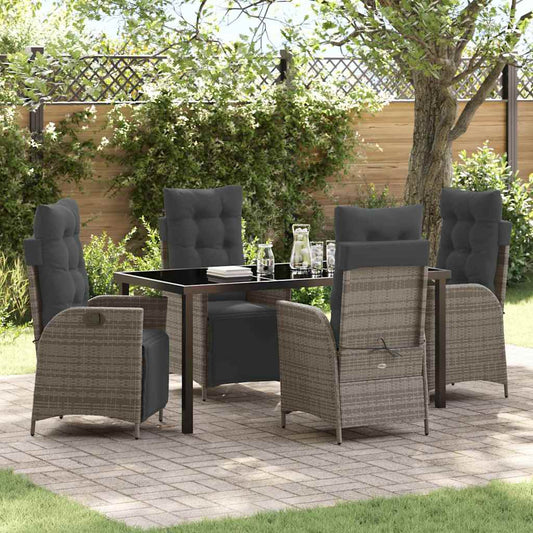 Garten Essgruppe 5 pcs Grau Poly Rattan