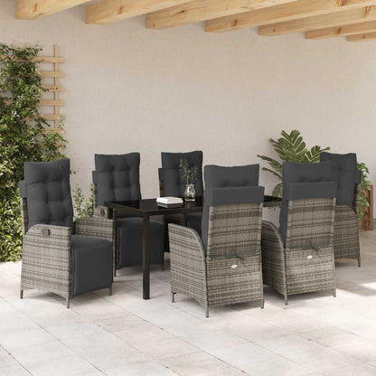 Garten Essgruppe 7 pcs Grau Poly Rattan
