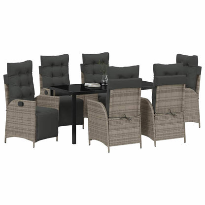 Garten Essgruppe 7 pcs Grau Poly Rattan