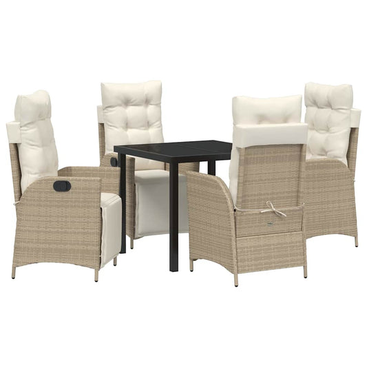 Garten Essgruppe 5 pcs Beige Poly Rattan