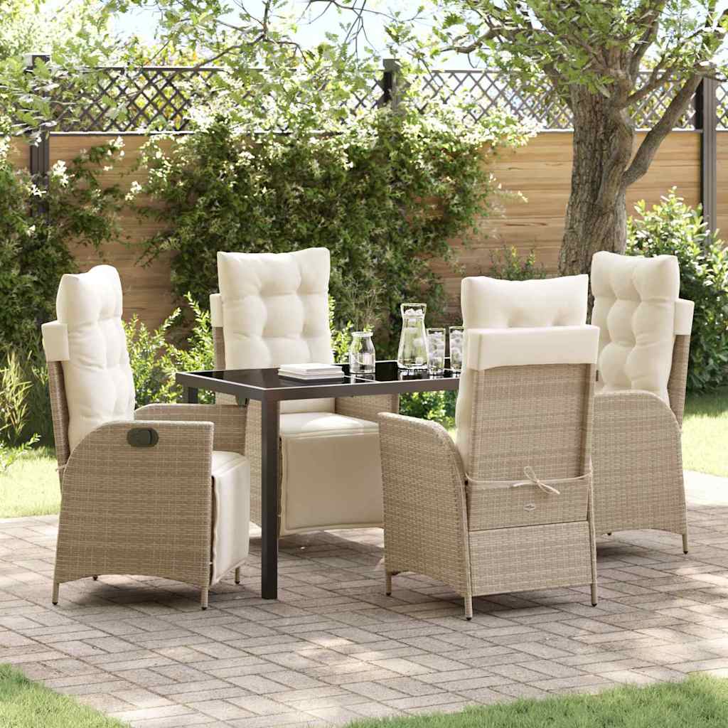 Garten Essgruppe 5 pcs Beige Poly Rattan