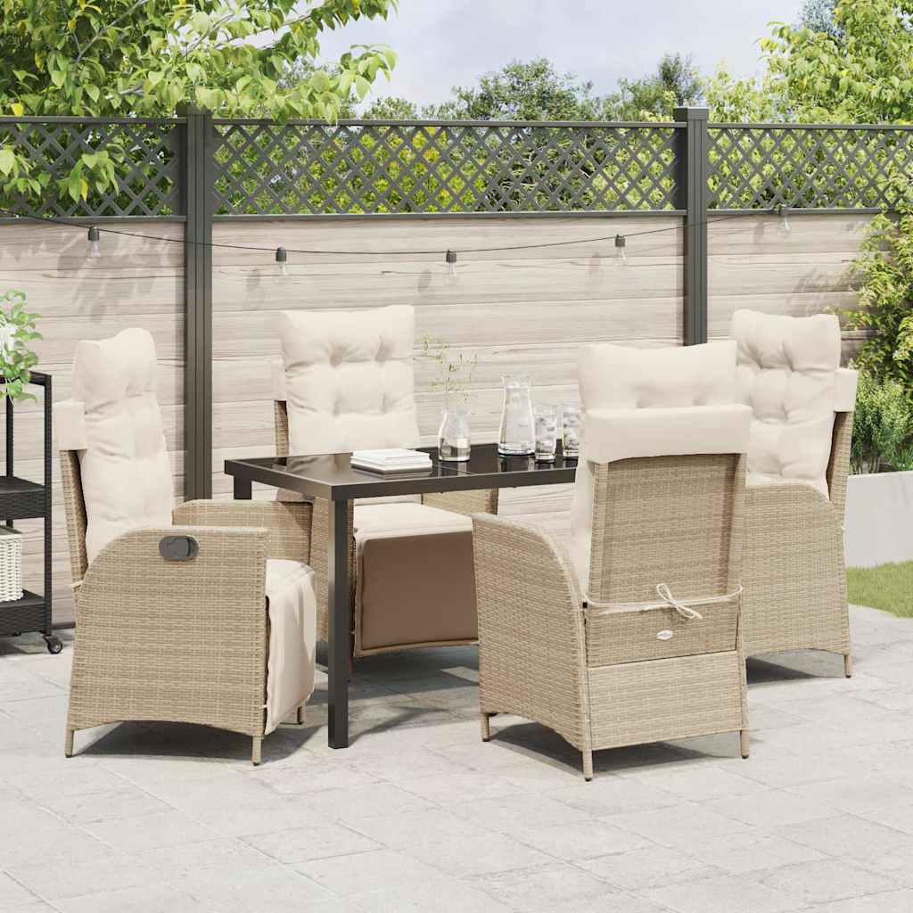 Garten Essgruppe 5 pcs Beige Poly Rattan