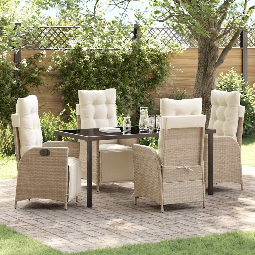 Garten Essgruppe 5 pcs Beige Poly Rattan