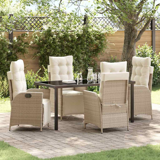 Garten Essgruppe 5 pcs Beige Poly Rattan