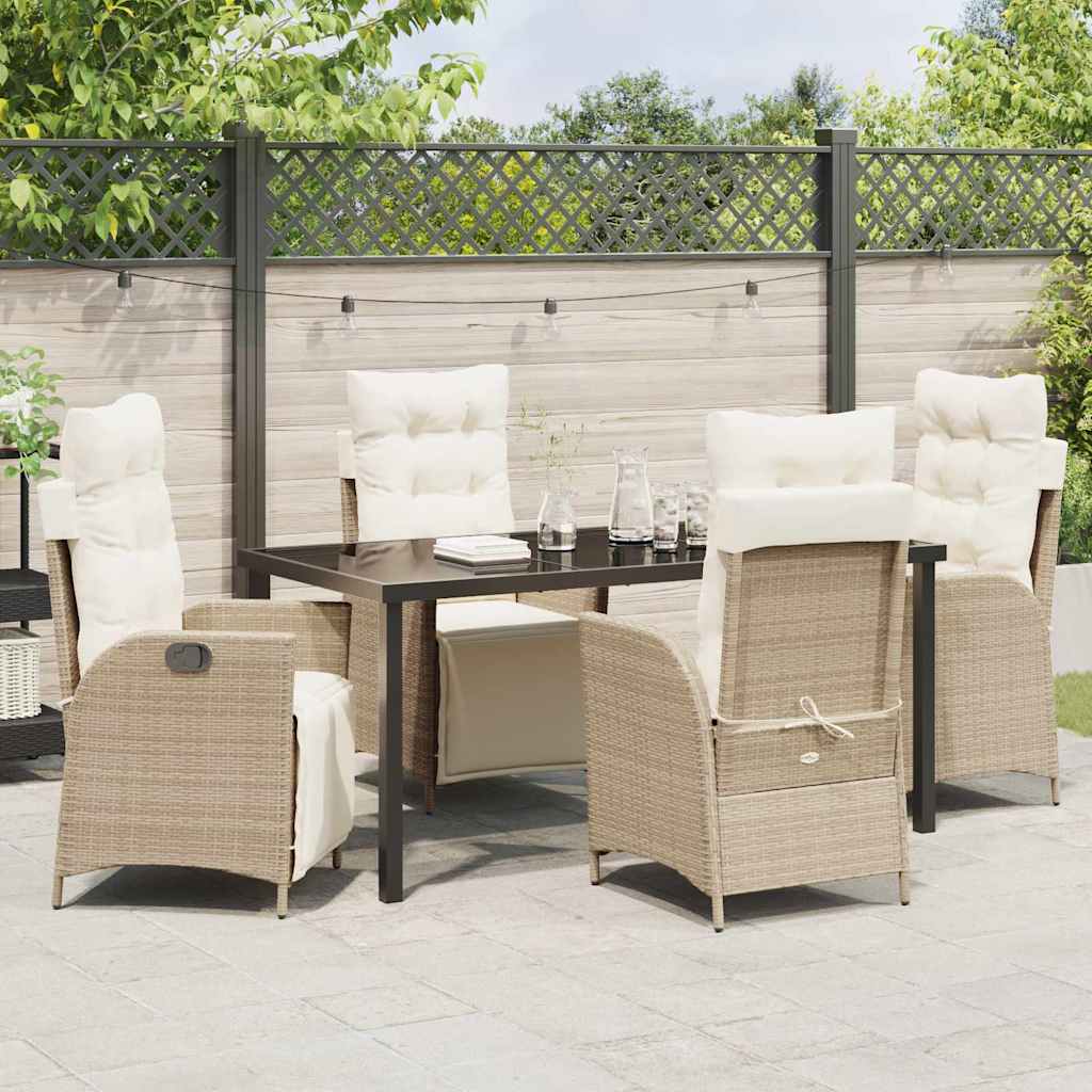 Garten Essgruppe 5 pcs Beige Poly Rattan