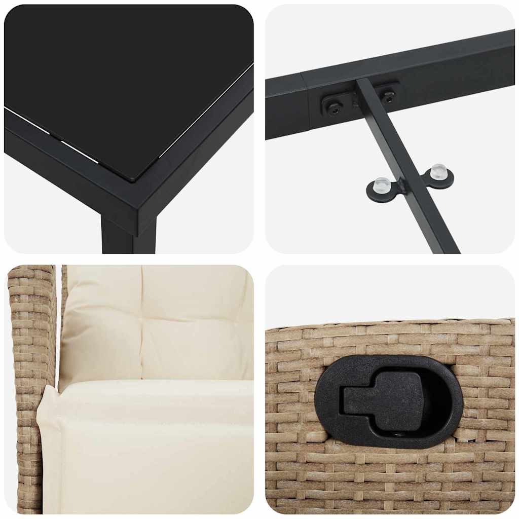 Garten Essgruppe 7 pcs Beige Poly Rattan