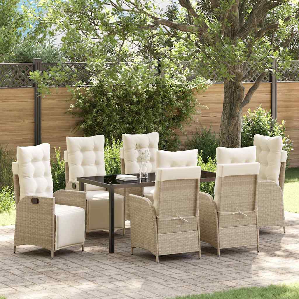 Garten Essgruppe 7 pcs Beige Poly Rattan